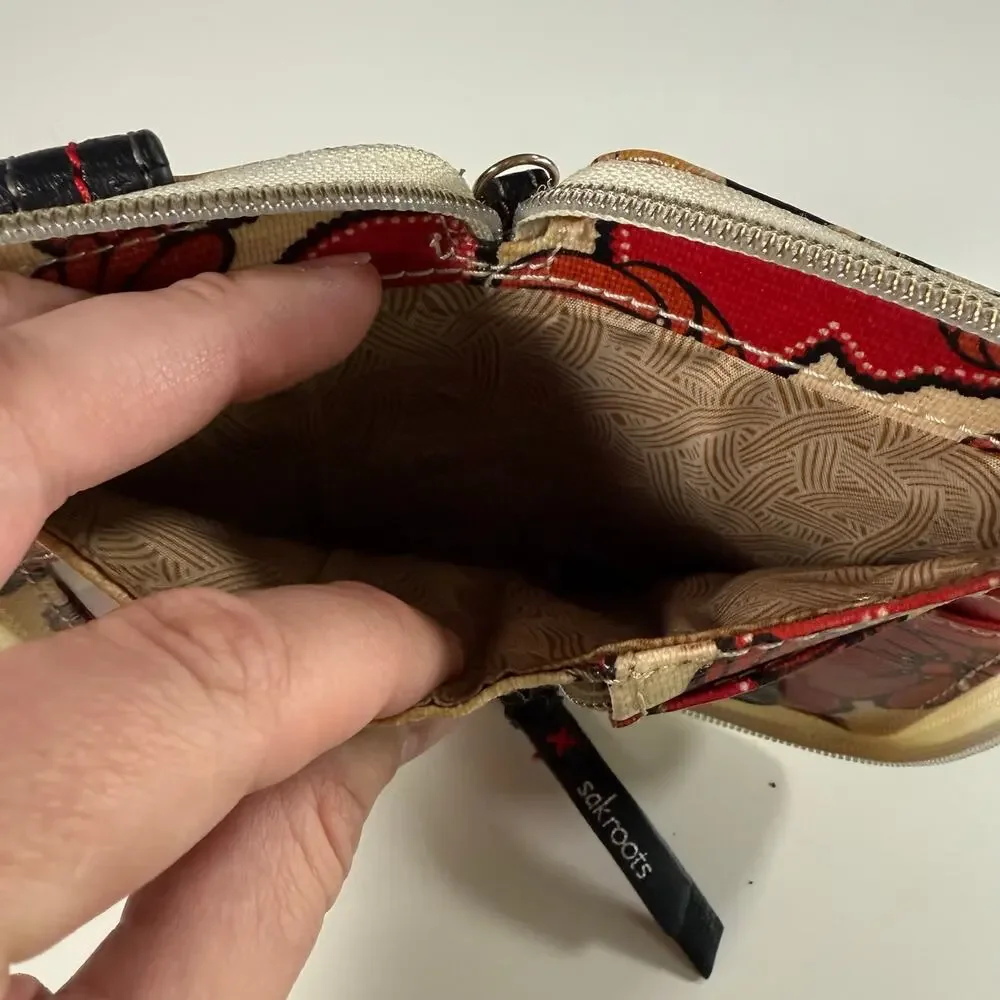 3/$20 Sakroots Coated Canvas Multicolor Flower Zip-Around Wallet Birds Boho